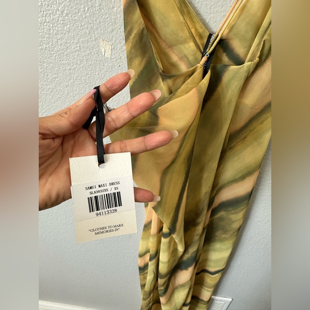 SLA The Label Samui Sheer Maxi Dress XS NWT Watercolor Slip Y2K Vacation - Picture 6 of 7